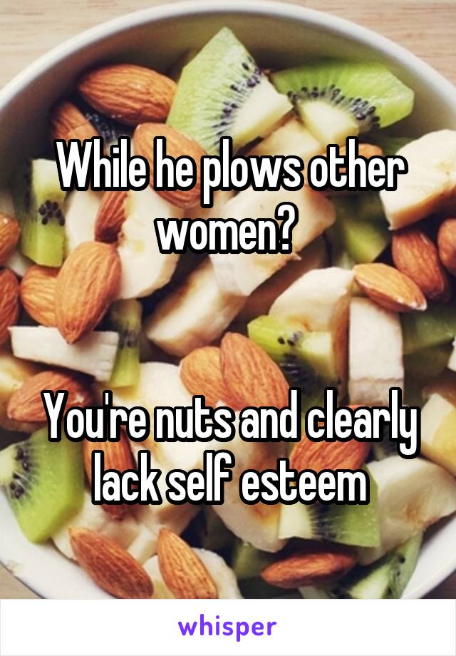 While he plows other women? 


You're nuts and clearly lack self esteem