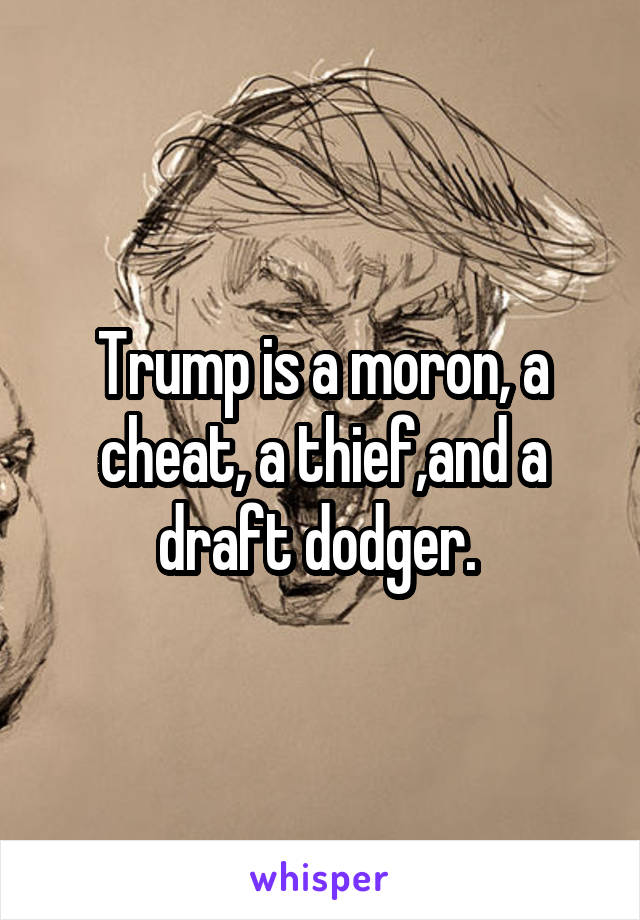 Trump is a moron, a cheat, a thief,and a draft dodger. 