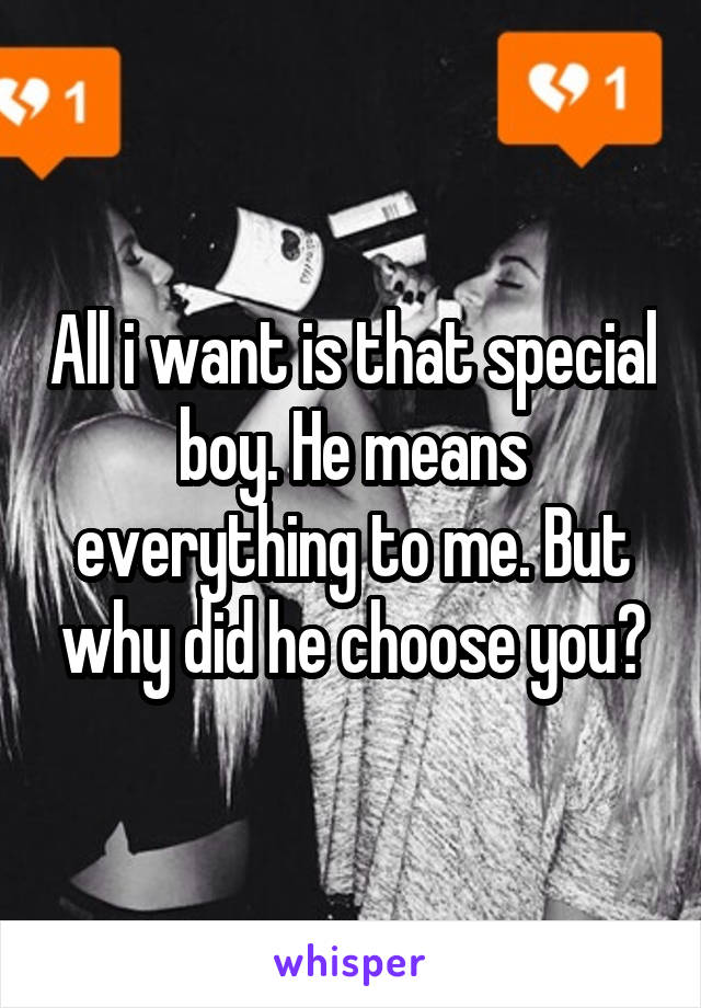 All i want is that special boy. He means everything to me. But why did he choose you?