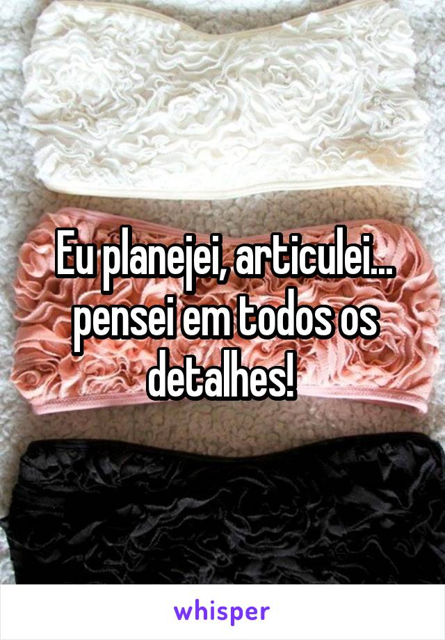 Eu planejei, articulei... pensei em todos os detalhes! 