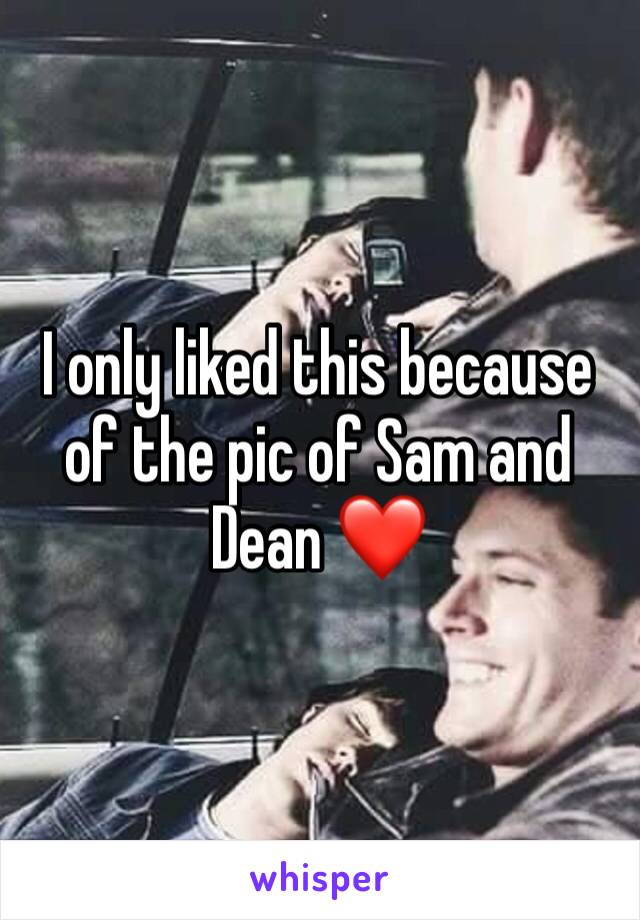 I only liked this because of the pic of Sam and Dean ❤️