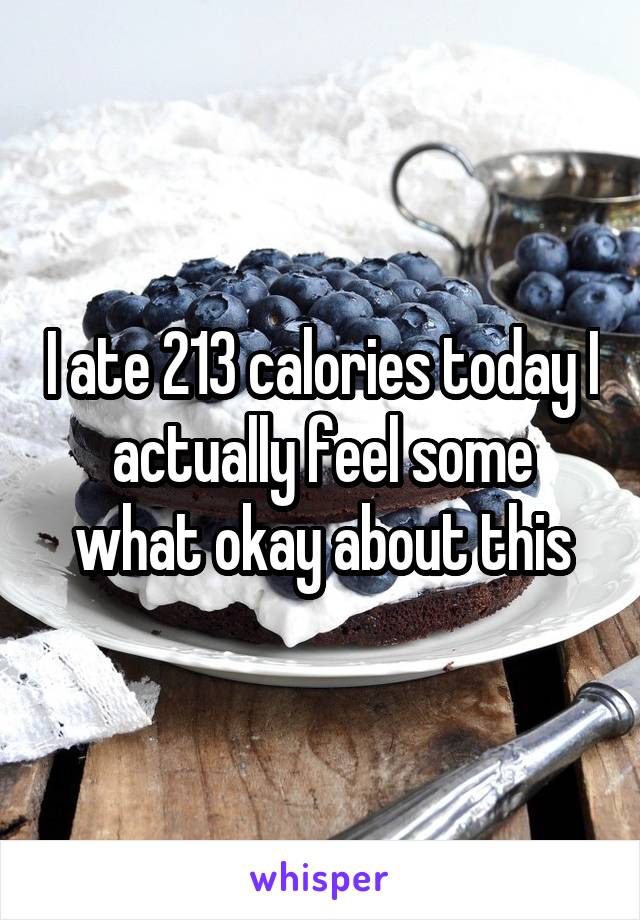 I ate 213 calories today I actually feel some what okay about this