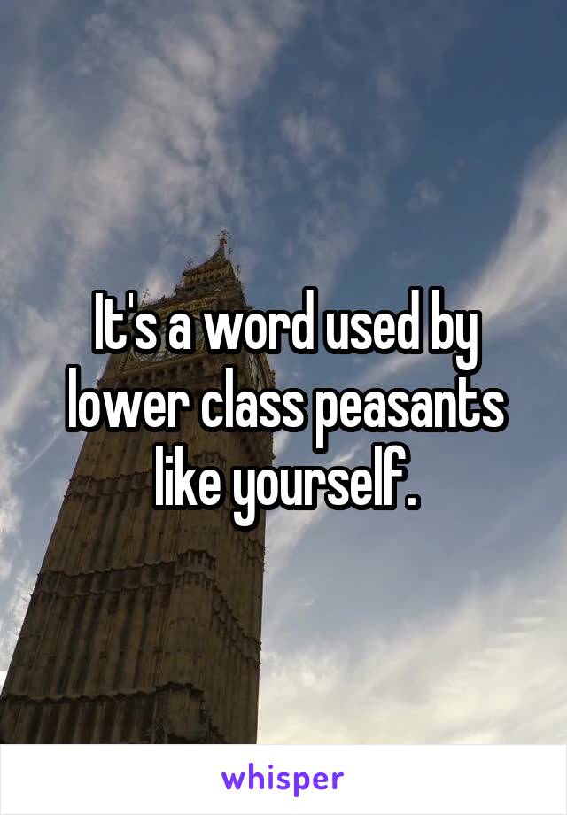 It's a word used by lower class peasants like yourself.