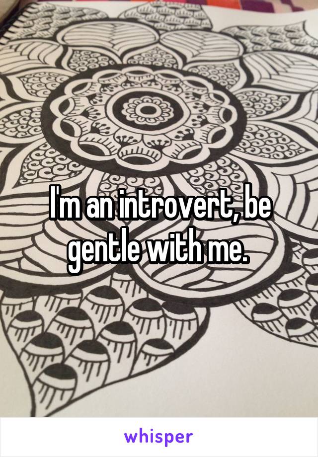 I'm an introvert, be gentle with me. 