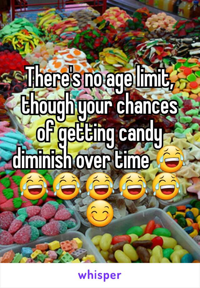 There's no age limit, though your chances of getting candy diminish over time 😂😂😂😂😂😂😊