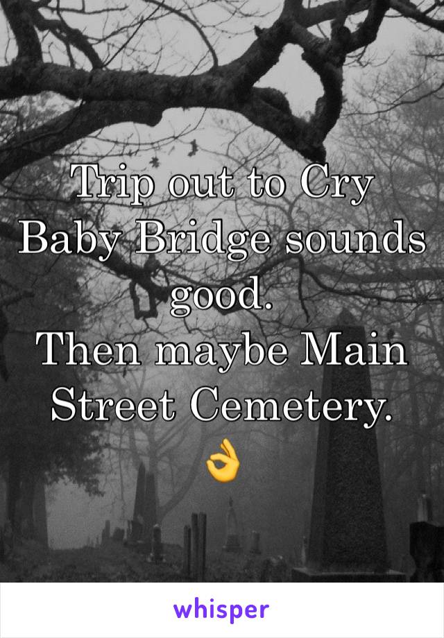 Trip out to Cry Baby Bridge sounds good. 
Then maybe Main Street Cemetery. 
👌