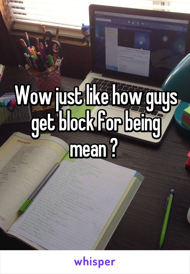 Wow just like how guys get block for being mean ? 
