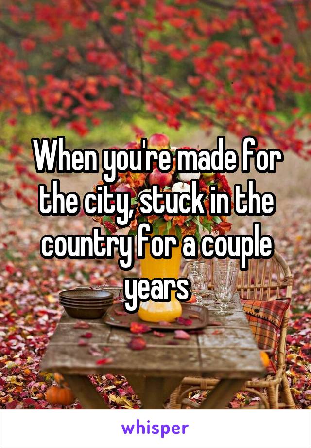 When you're made for the city, stuck in the country for a couple years