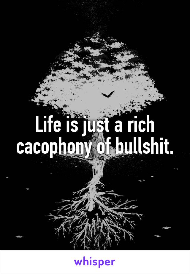 Life is just a rich cacophony of bullshit.