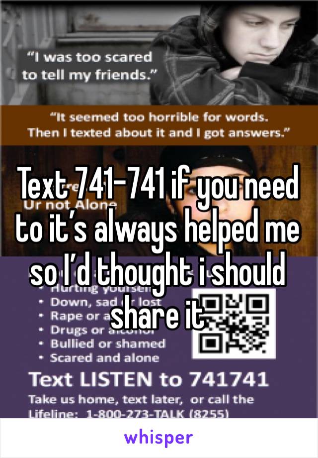 Text 741-741 if you need to it’s always helped me so I’d thought i should share it