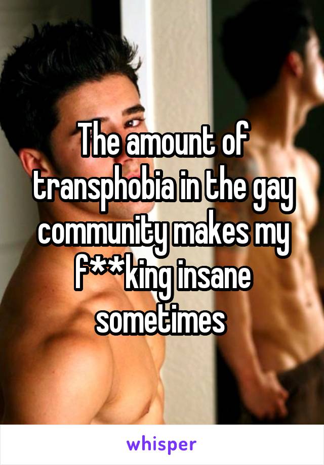 The amount of transphobia in the gay community makes my f**king insane sometimes 