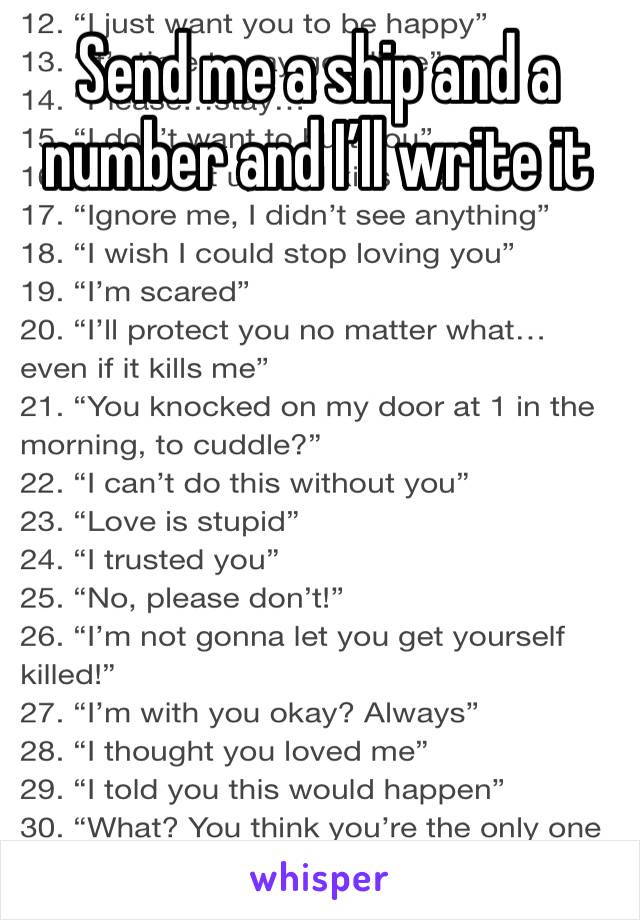 Send me a ship and a number and I’ll write it