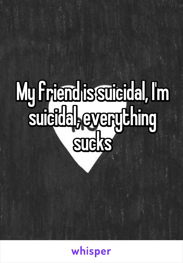 My friend is suicidal, I'm suicidal, everything sucks
