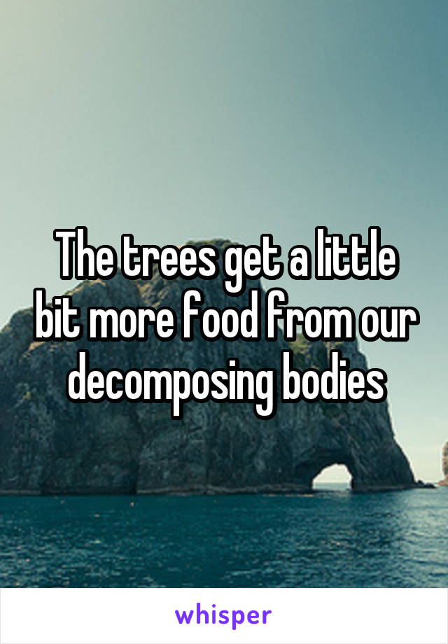 The trees get a little bit more food from our decomposing bodies