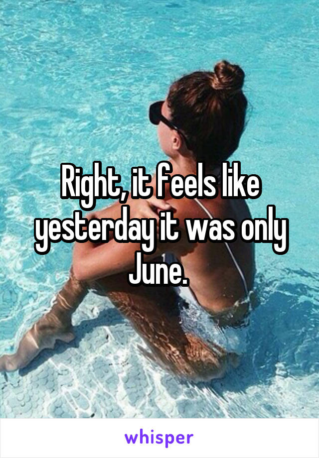 Right, it feels like yesterday it was only June. 