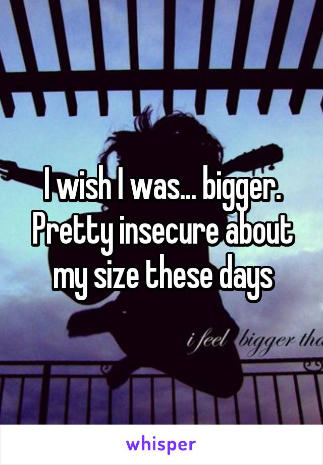 I wish I was... bigger. Pretty insecure about my size these days