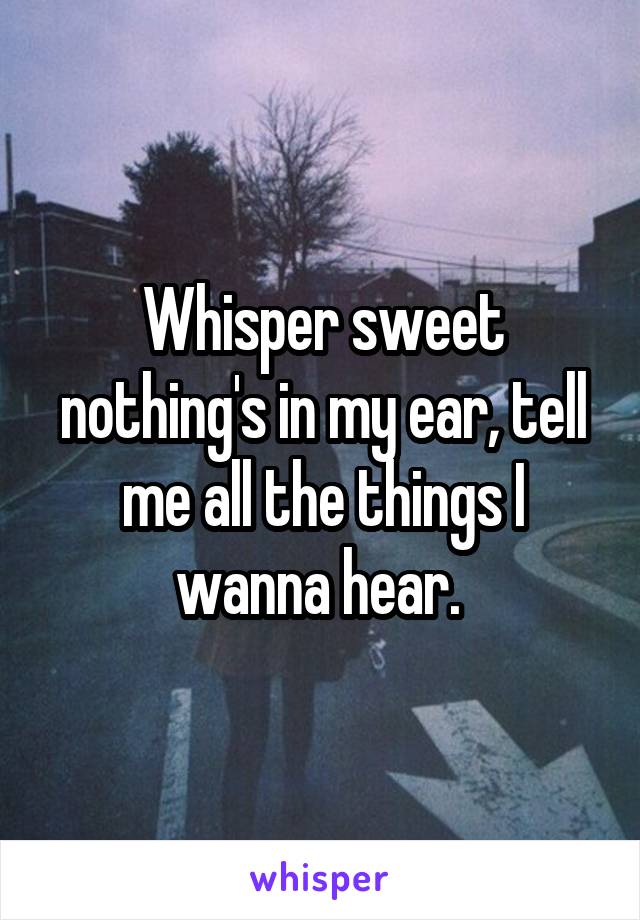 Whisper sweet nothing's in my ear, tell me all the things I wanna hear. 