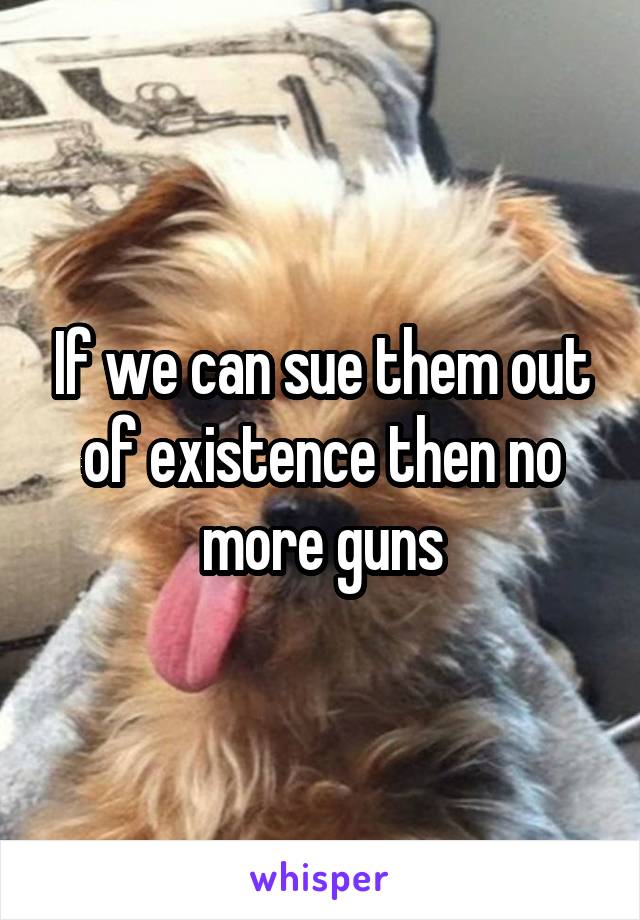 If we can sue them out of existence then no more guns