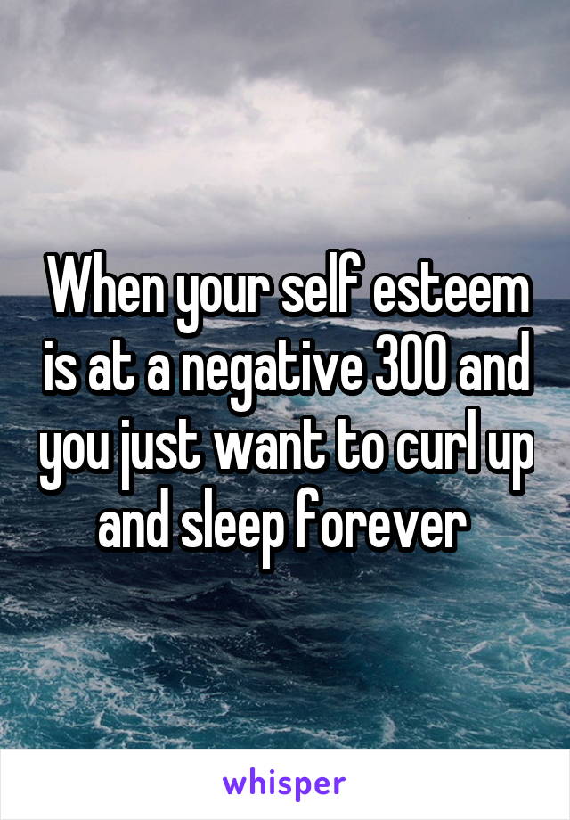 When your self esteem is at a negative 300 and you just want to curl up and sleep forever 