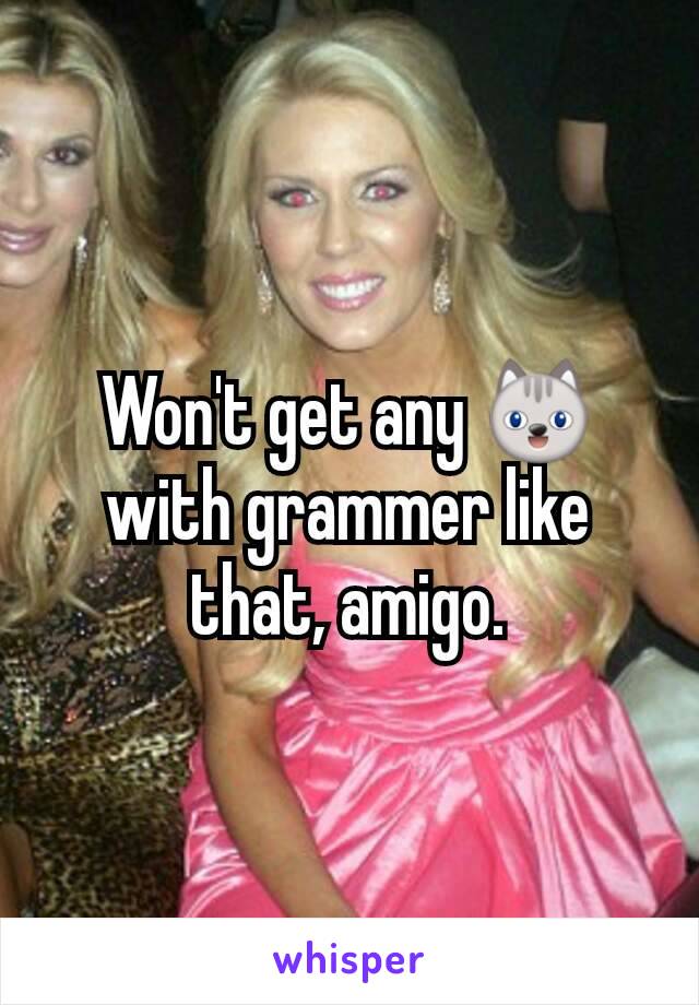 Won't get any 😺 with grammer like that, amigo.