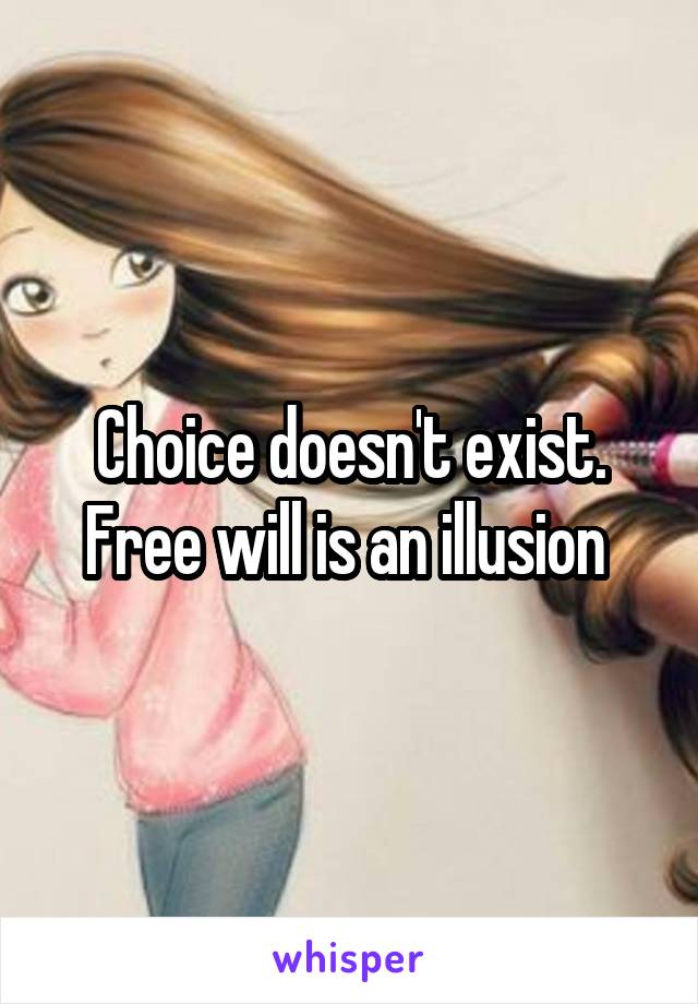 Choice doesn't exist. Free will is an illusion 