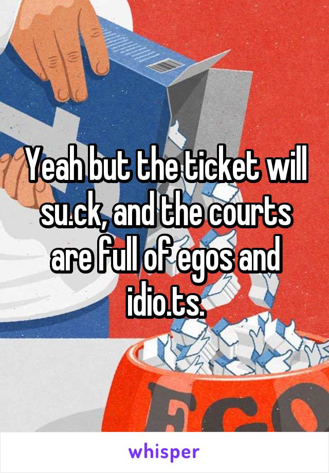 Yeah but the ticket will su.ck, and the courts are full of egos and idio.ts.