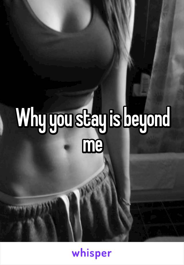 Why you stay is beyond me