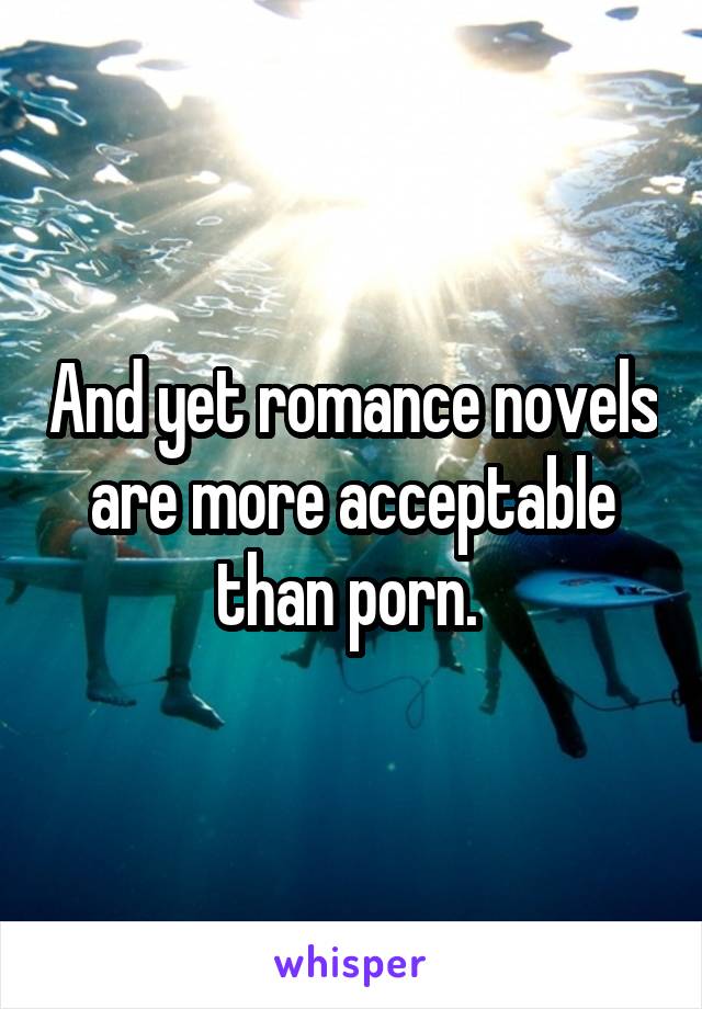 And yet romance novels are more acceptable than porn. 