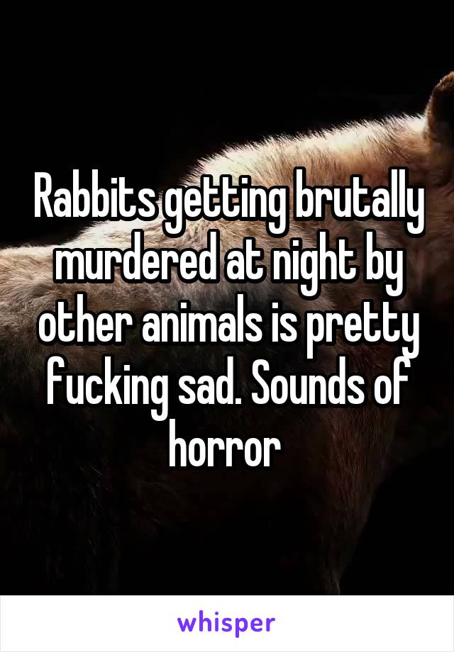 Rabbits getting brutally murdered at night by other animals is pretty fucking sad. Sounds of horror 