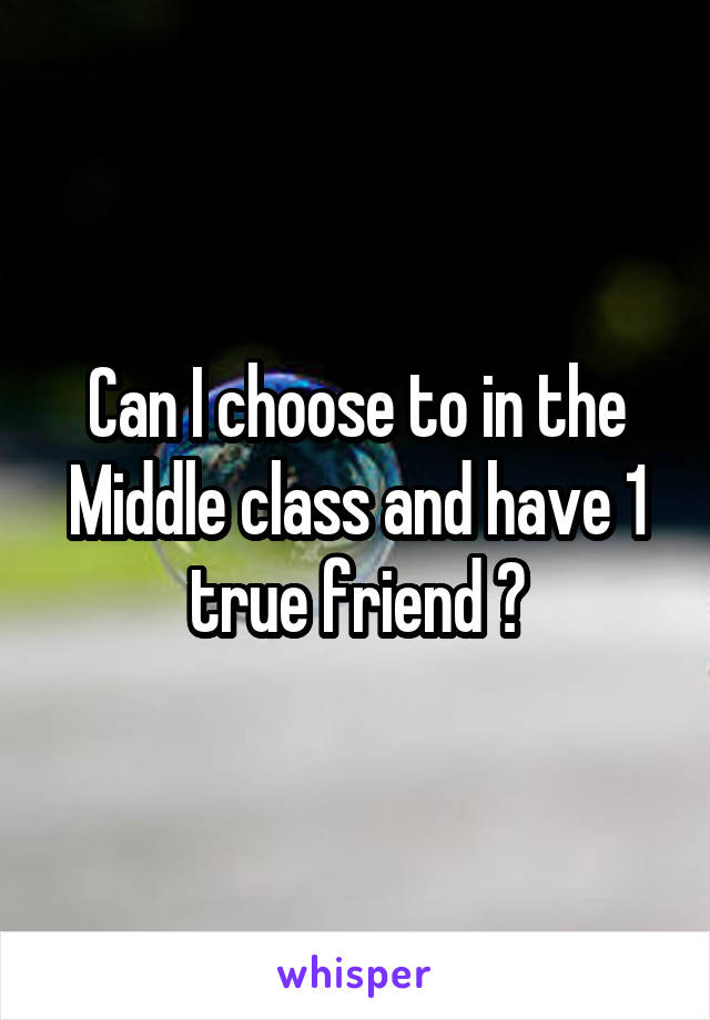 Can I choose to in the Middle class and have 1 true friend ?