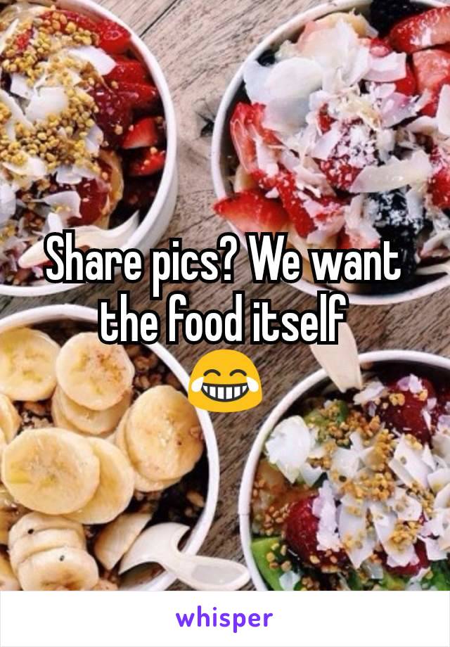 Share pics? We want the food itself
😂