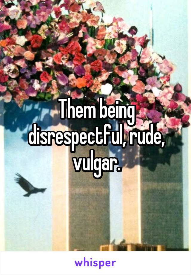 Them being disrespectful, rude, vulgar.