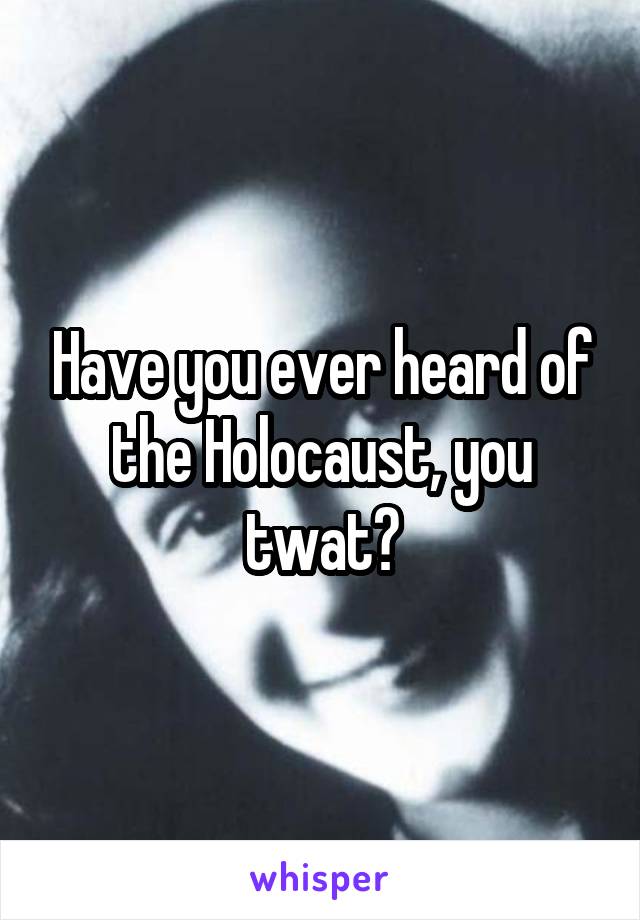 Have you ever heard of the Holocaust, you twat?