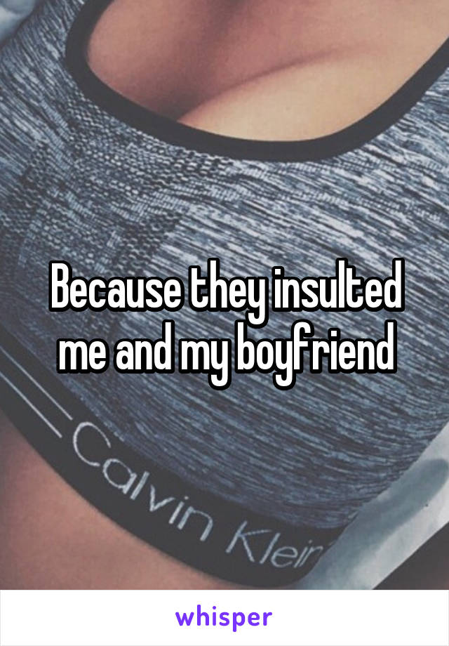 Because they insulted me and my boyfriend