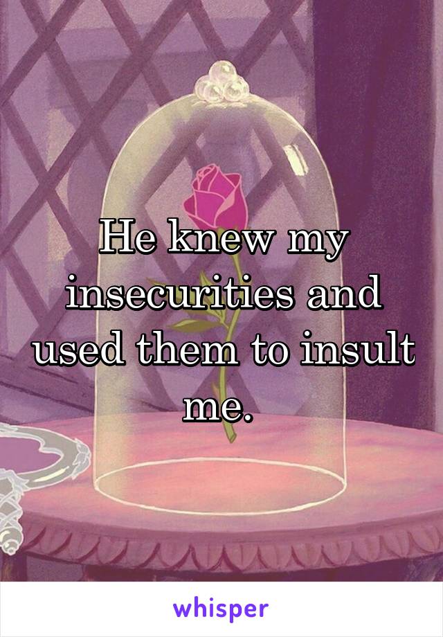 He knew my insecurities and used them to insult me. 