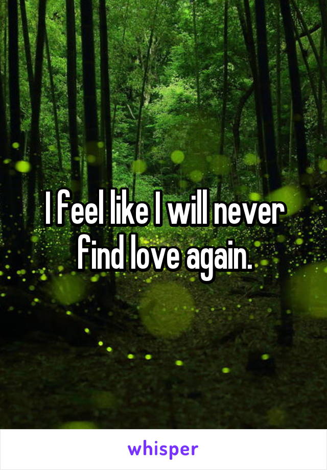 I feel like I will never find love again.