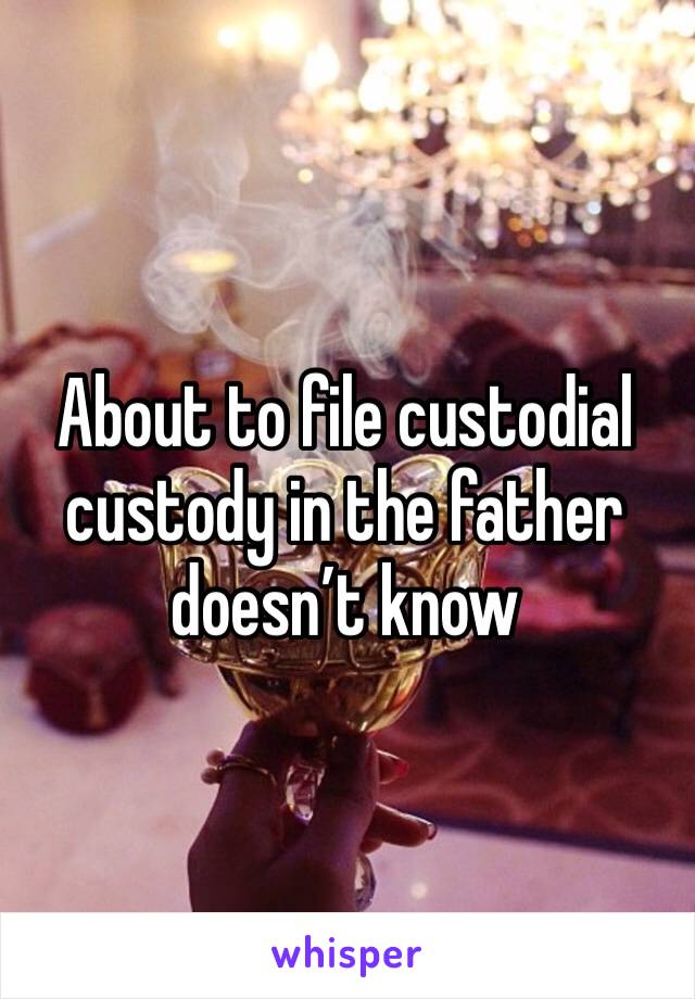 About to file custodial custody in the father doesn’t know