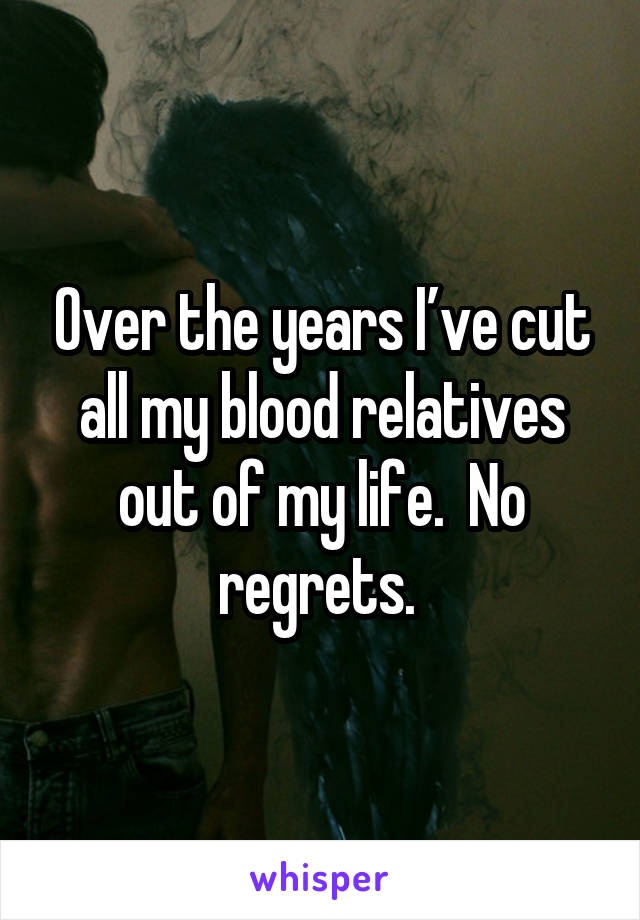 Over the years I’ve cut all my blood relatives out of my life.  No regrets. 