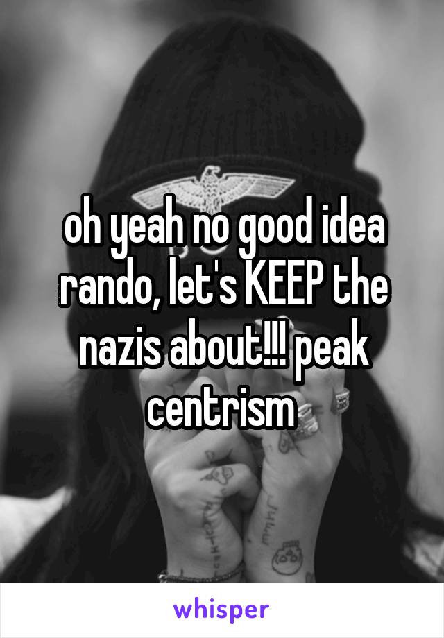oh yeah no good idea rando, let's KEEP the nazis about!!! peak centrism 