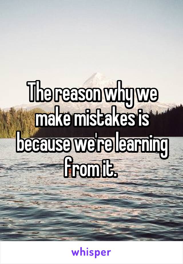 The reason why we make mistakes is because we're learning from it. 