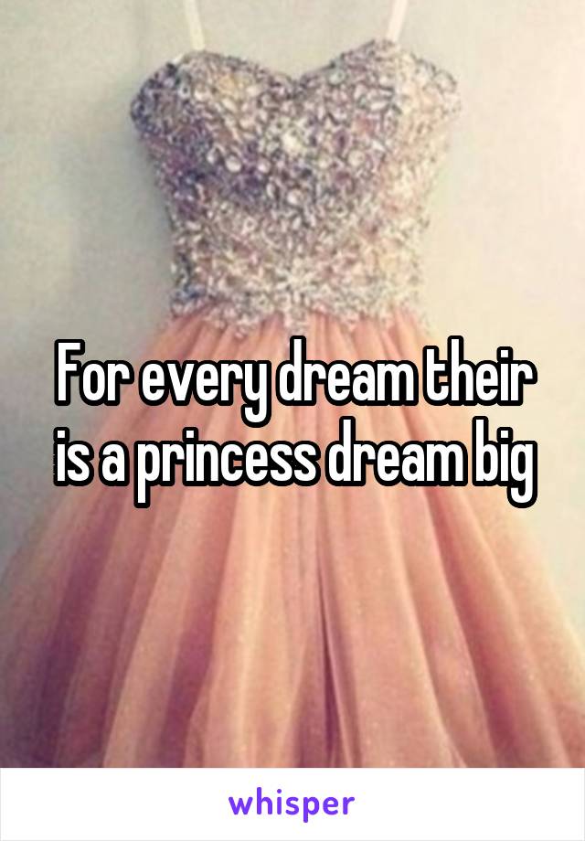 For every dream their is a princess dream big