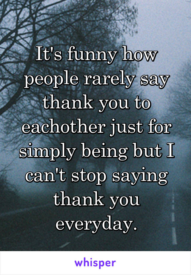 It's funny how people rarely say thank you to eachother just for simply being but I can't stop saying thank you everyday.