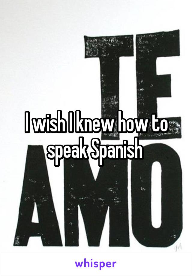I wish I knew how to speak Spanish 