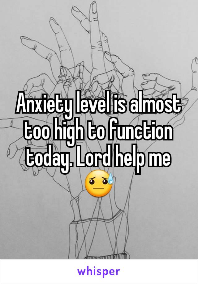 Anxiety level is almost too high to function today. Lord help me 😓
