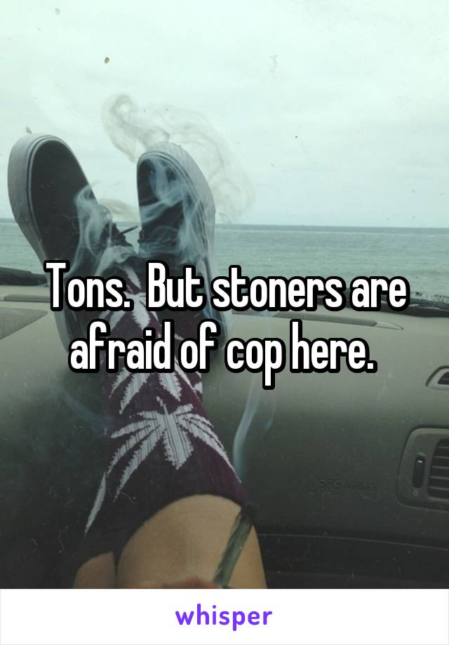 Tons.  But stoners are afraid of cop here. 
