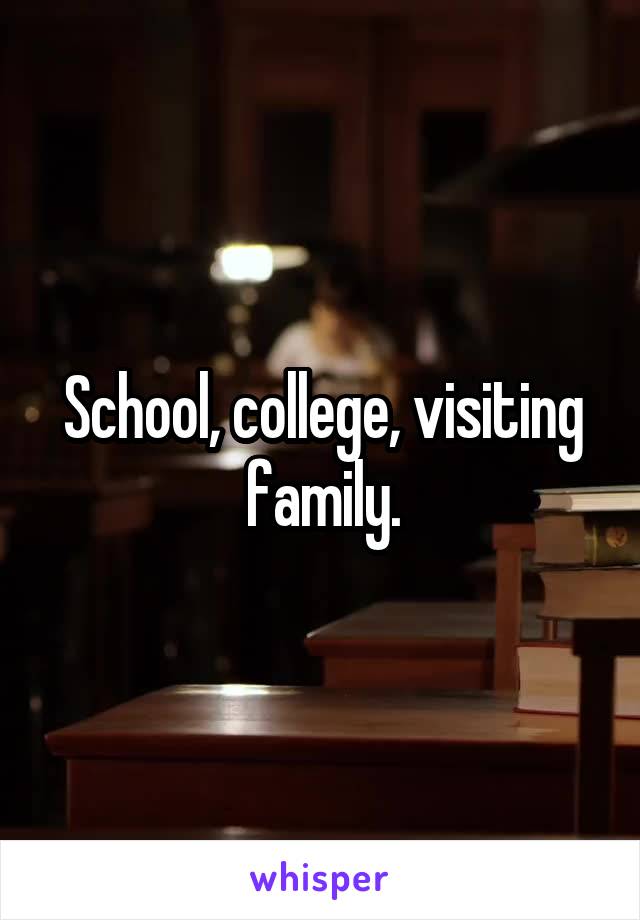 School, college, visiting family.