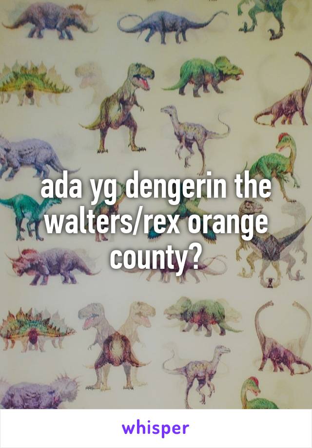 ada yg dengerin the walters/rex orange county?