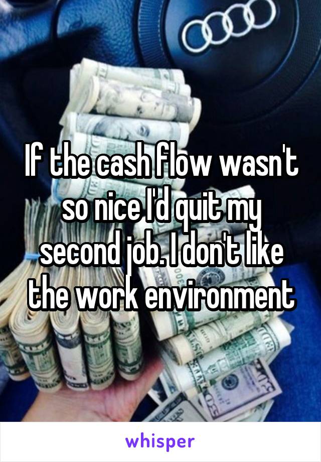 If the cash flow wasn't so nice I'd quit my second job. I don't like the work environment