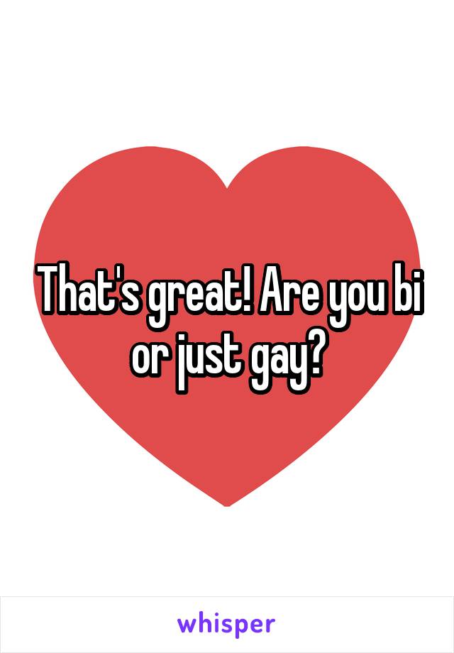 That's great! Are you bi or just gay?