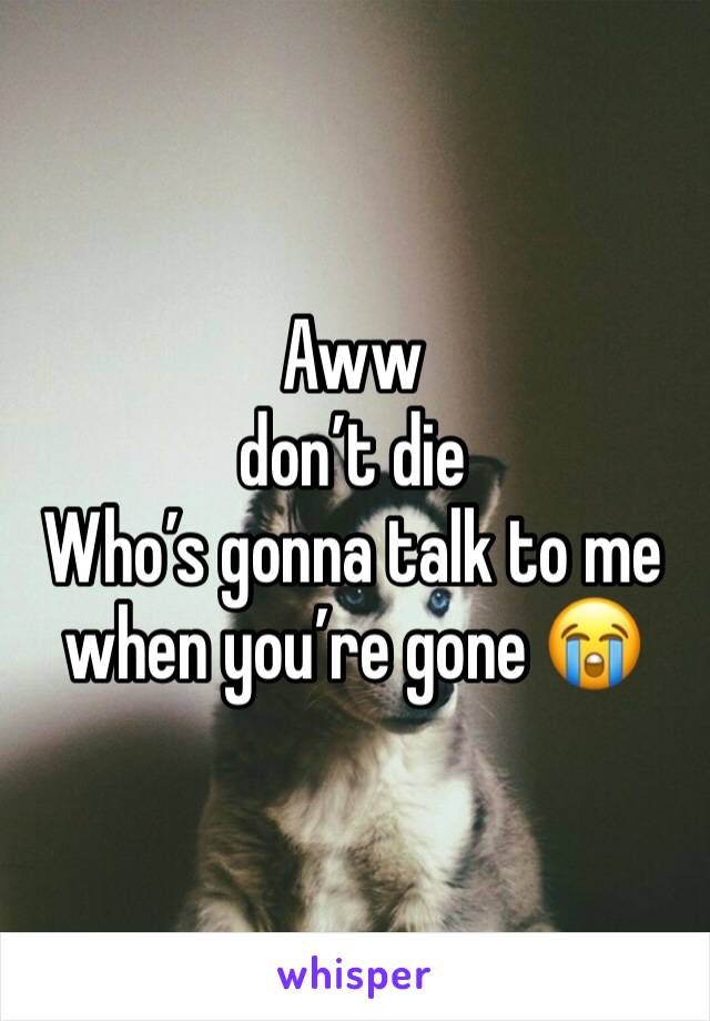 Aww 
don’t die
Who’s gonna talk to me when you’re gone 😭